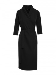 S175 Apvyniojama suknelė su kaklaraiščio detale - juoda