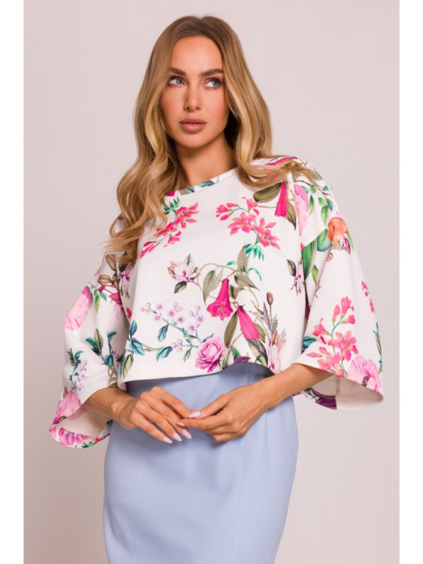 M844 Multicolour print crop top - model 2