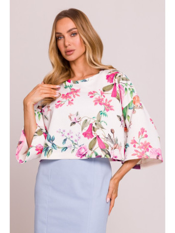 M844 Multicolour print crop top - model 2