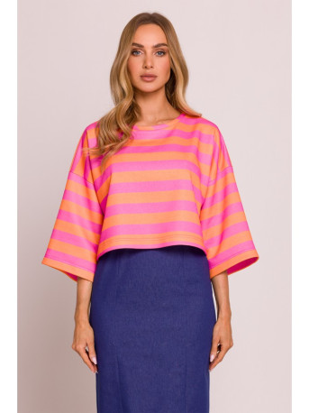 M844 Multicolour print crop top - model 3