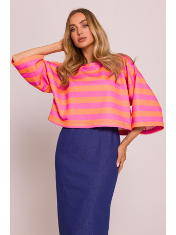 M844 Multicolour print crop top - model 3