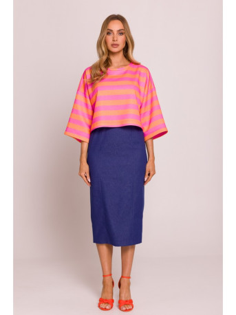 M844 Multicolour print crop top - model 3