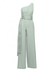 M845 One shoulder jumpsuit with a sash - mint