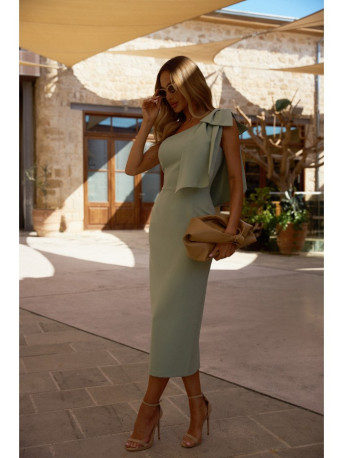 M847 One shoulder bow dress - mint
