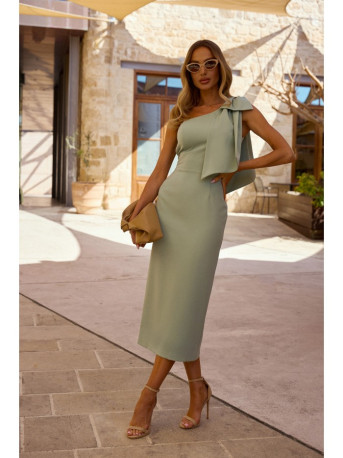M847 One shoulder bow dress - mint