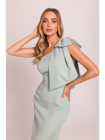 M847 One shoulder bow dress - mint