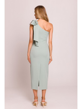 M847 One shoulder bow dress - mint