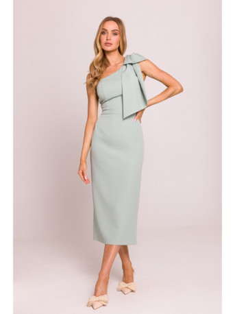 M847 One shoulder bow dress - mint