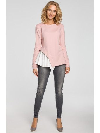 M333 Asymmetric layered blouse - powder