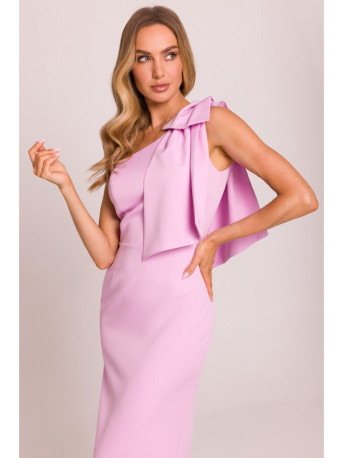 M847 One shoulder bow dress - candy pink