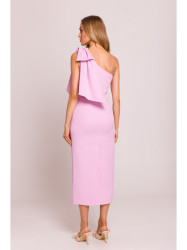 M847 One shoulder bow dress - candy pink
