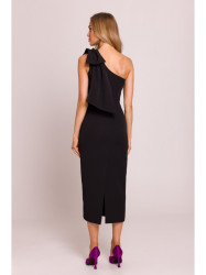 M847 One shoulder bow dress - black