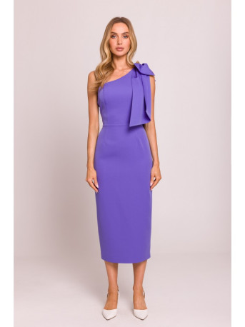 M847 One shoulder bow dress - light purple