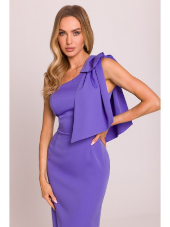 M847 One shoulder bow dress - light purple