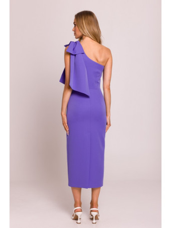 M847 One shoulder bow dress - light purple