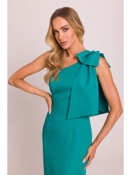 M847 One shoulder bow dress - turquoise