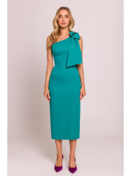 M847 One shoulder bow dress - turquoise