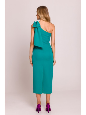 M847 One shoulder bow dress - turquoise