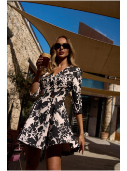 M849 Fit and flare mini print dress - model 1