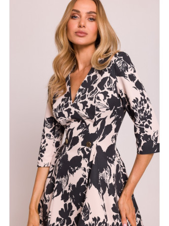 M849 Fit and flare mini print dress - model 1