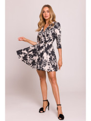 M849 Fit and flare mini print dress - model 1