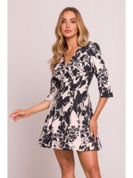 M849 Fit and flare mini print dress - model 1