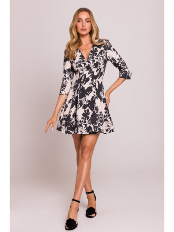 M849 Fit and flare mini print dress - model 1