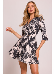 M849 Fit and flare mini print dress - model 1