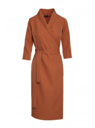 S175 Wrap front dress with a tie detail - ginger