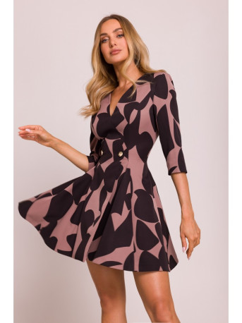 M849 Fit and flare mini print dress - model 2