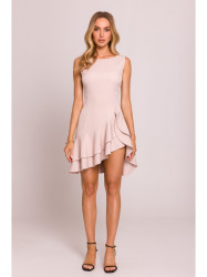M850 Ruffled mini dress - light beige