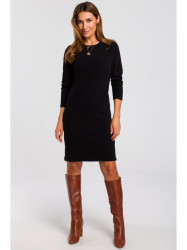 S178 Long sleeve sweater dress - black