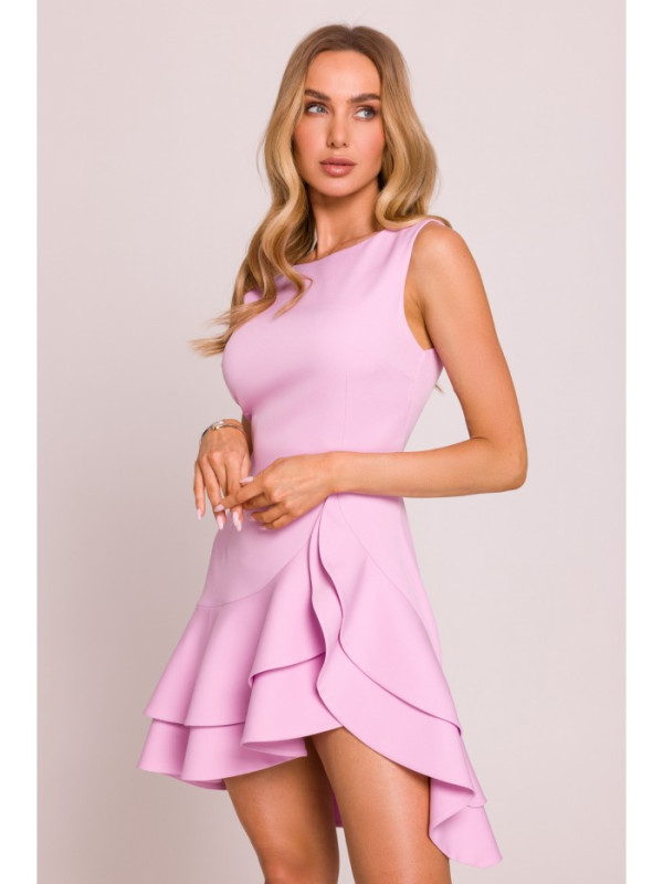 M850 Ruffled mini dress - candy pink