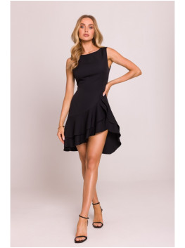 M850 Ruffled mini dress - black