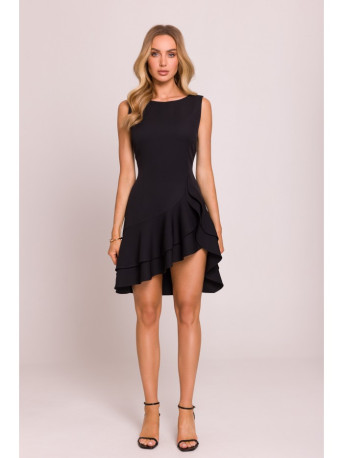 M850 Ruffled mini dress - black