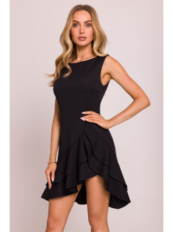 M850 Ruffled mini dress - black
