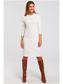S178 Long sleeve sweater dress - ecru