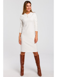 S178 Long sleeve sweater dress - ecru