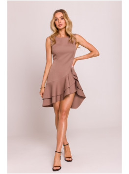 M850 Ruffled mini dress - mocca
