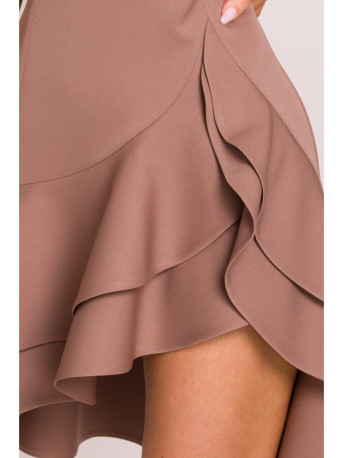 M850 Ruffled mini dress - mocca