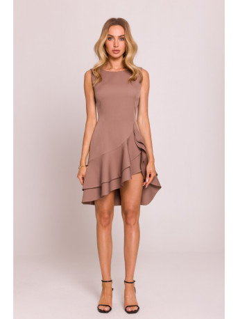 M850 Ruffled mini dress - mocca