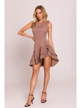M850 Ruffled mini dress - mocca