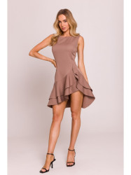 M850 Ruffled mini dress - mocca