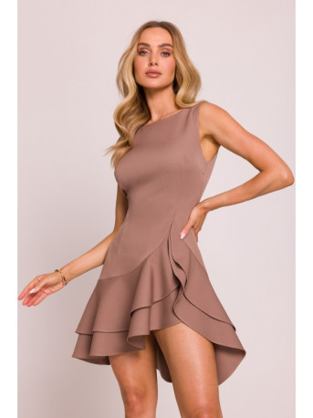 M850 Ruffled mini dress - mocca