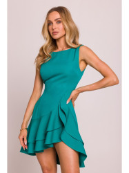 M850 Ruffled mini dress - turquoise