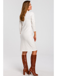 S178 Long sleeve sweater dress - ecru