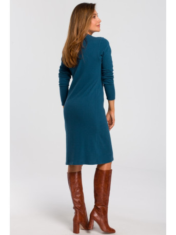 S178 Long sleeve sweater dress - ocean blue