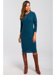 S178 Long sleeve sweater dress - ocean blue