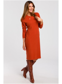 S178 Long sleeve sweater dress - ginger
