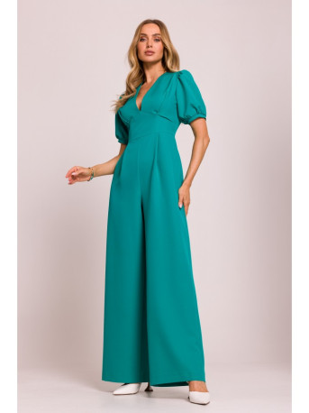 M852 Puff sleeve jumpsuit - turquoise